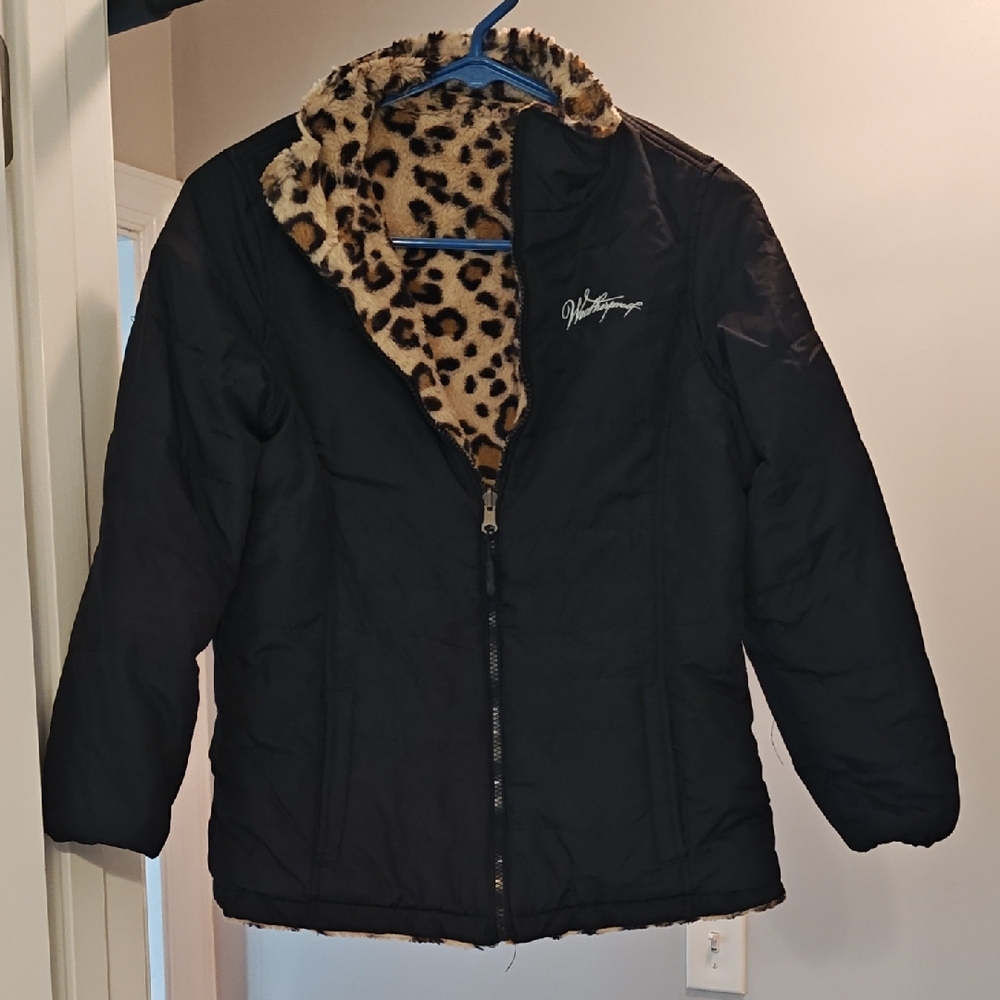 Black Jacket with Leopard Print Lining